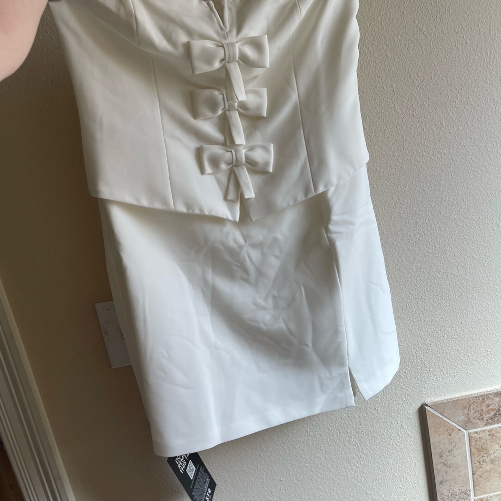 ASTR the Label White Strapless Dress with Bows